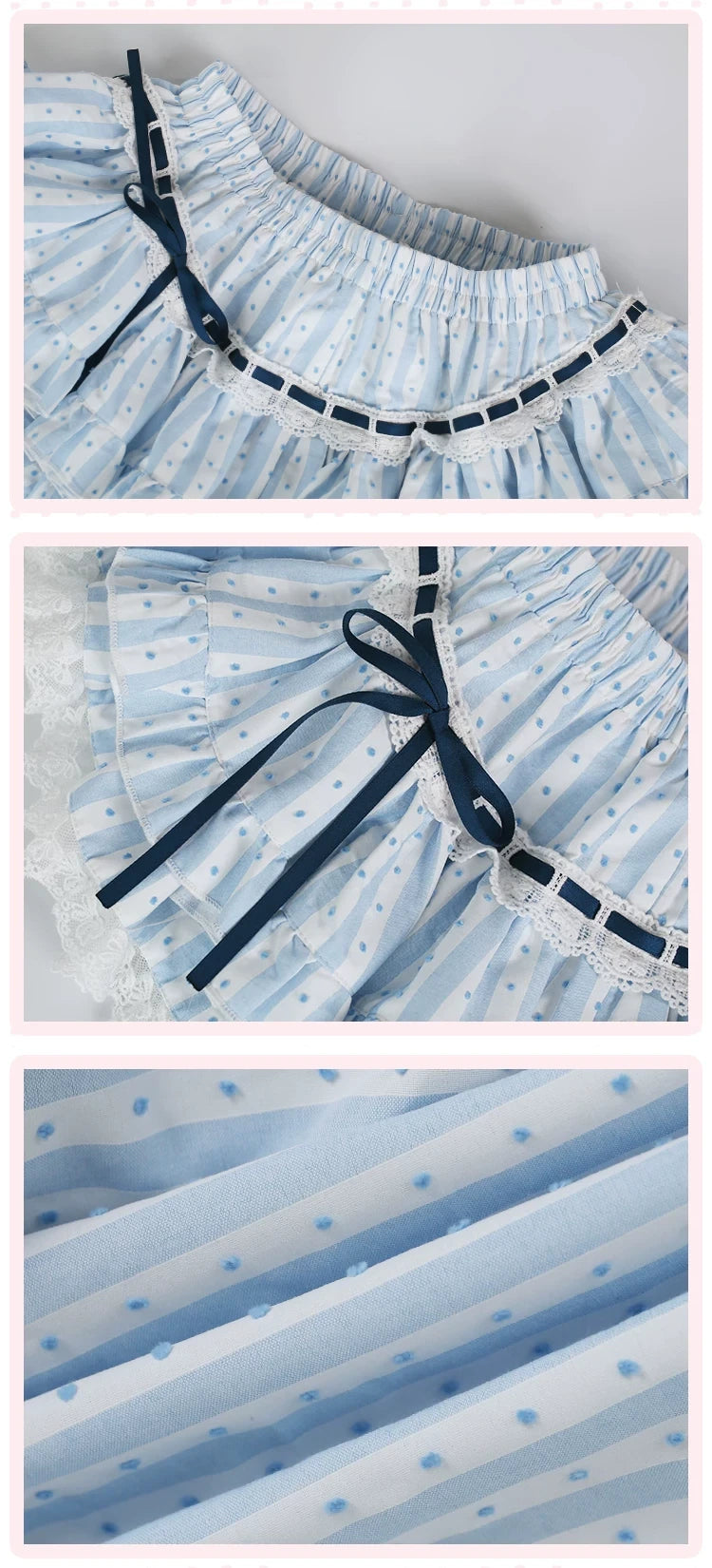 Morning Library Preppy Striped Top & Skirt Set