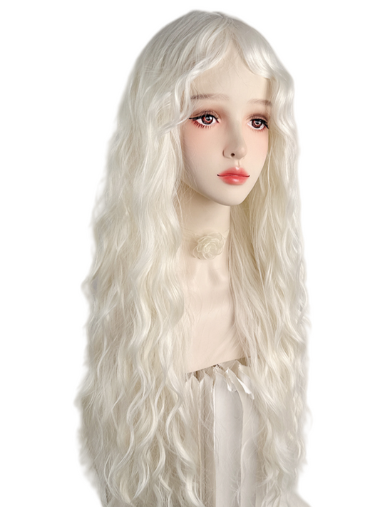 Long Curly Platinum Blonde Fairy Classic Wig LE7005