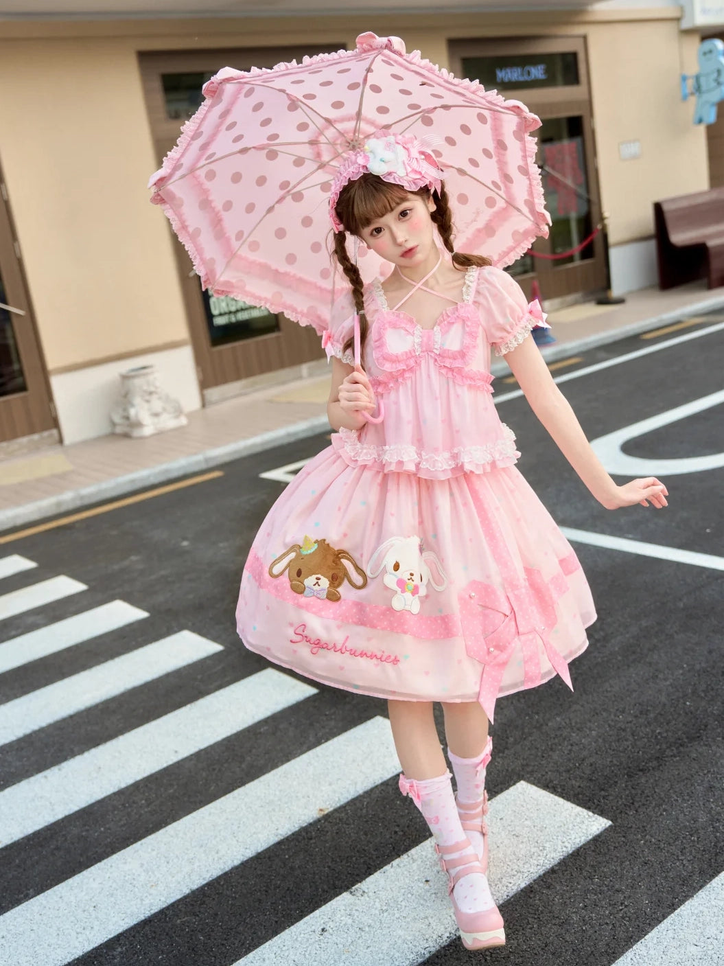 Sugarbunnies Collaboration Lolita Solid Color OP Dress