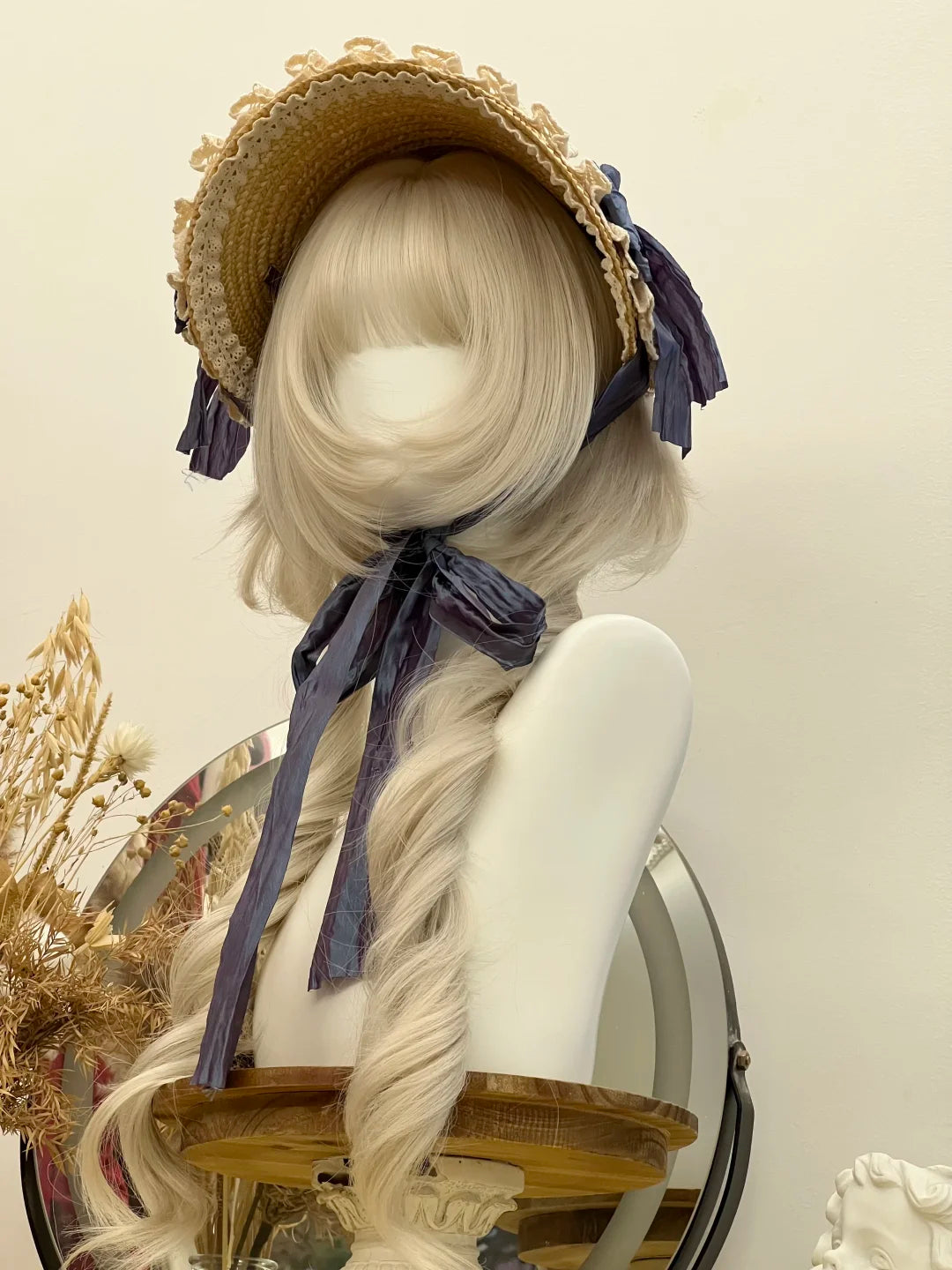 Lolita Moon Princess Long Curly Wig with Rose Net Cap