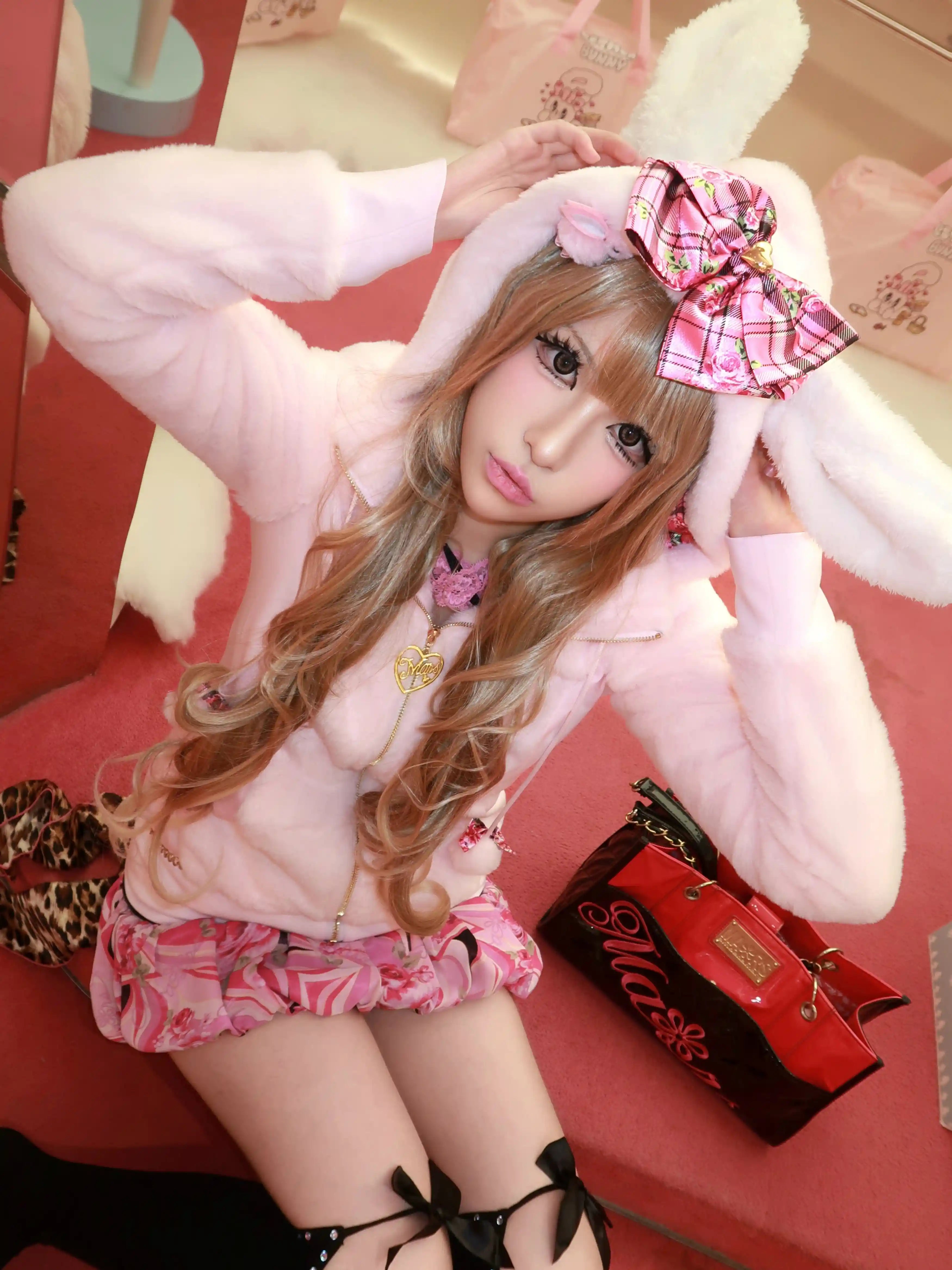 Japanese Bunny Ear Plush Jacket Hime Gal Shibuya Gyaru Style