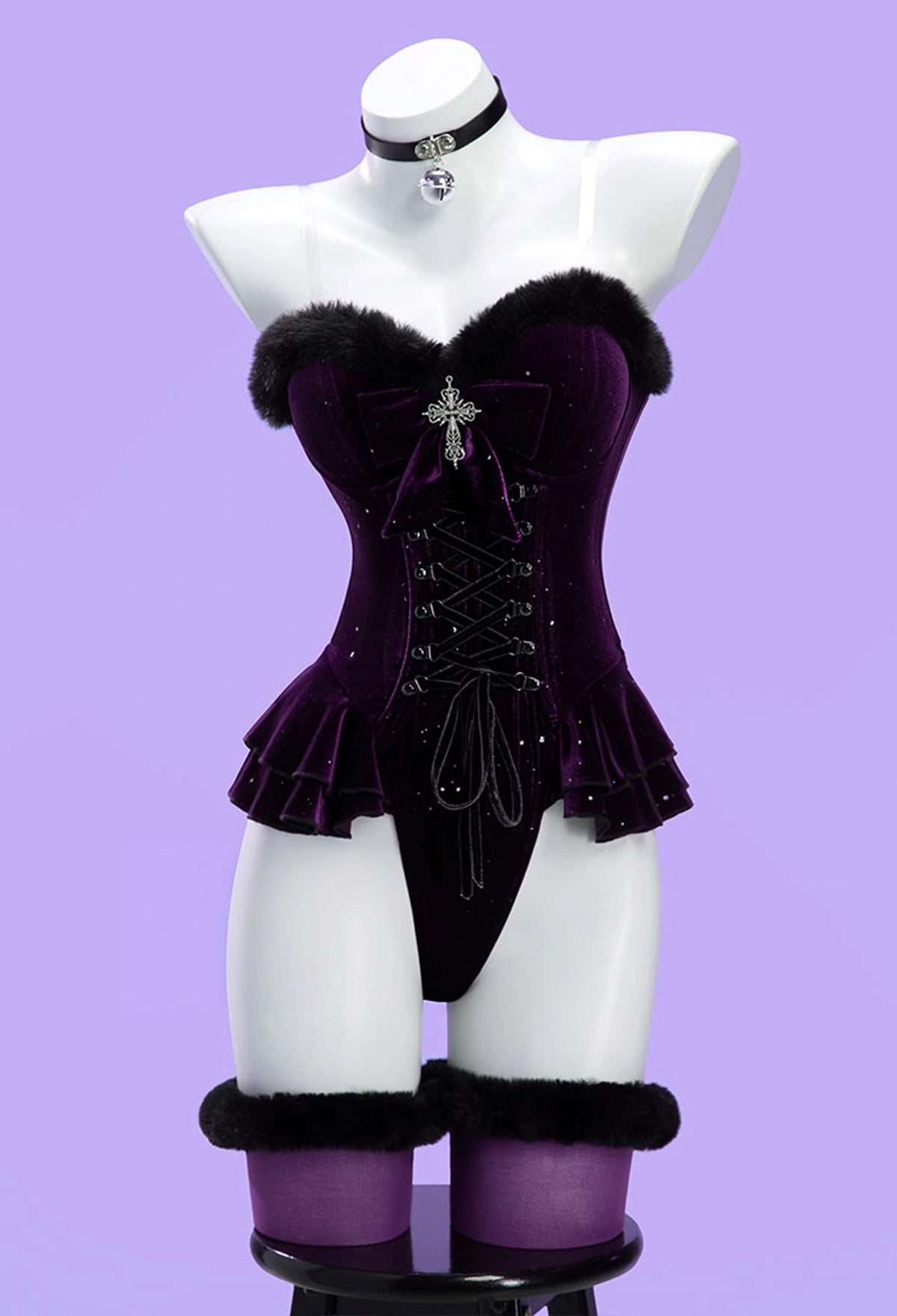Witch Banquet Series Black Purple Velvet Cape Cosplay Costume