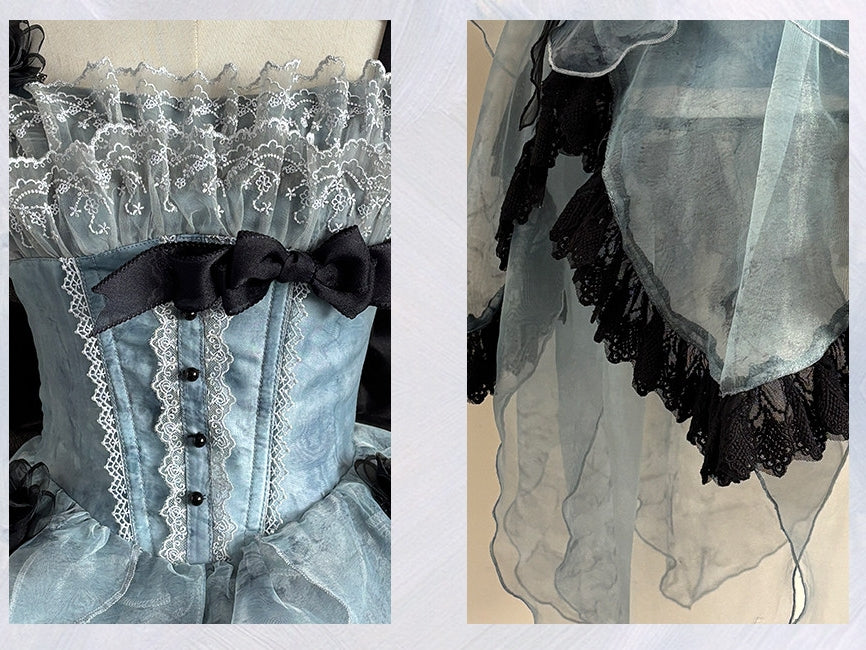 Silver Feather Lolita Cla Monet Organza Boned JSK Dress