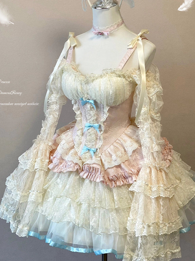 Sweet Dream Peach Angel Girl Dreamy Ballet Gown Dress