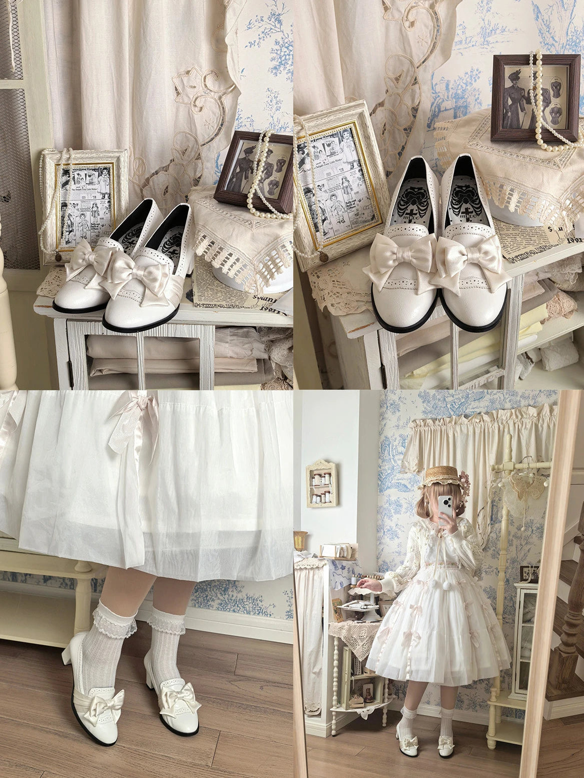Old Notes Lolita Retro Brogue Carved Mid-Heel Shoes