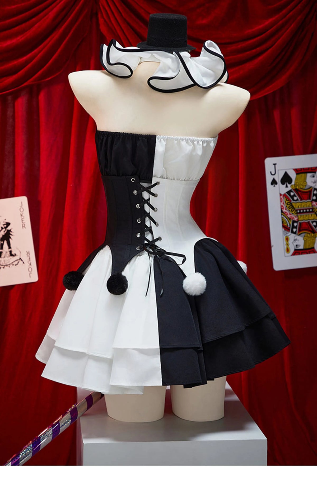 Terrifier Clown Gothic Black White Spliced Halloween Cosplay Costume