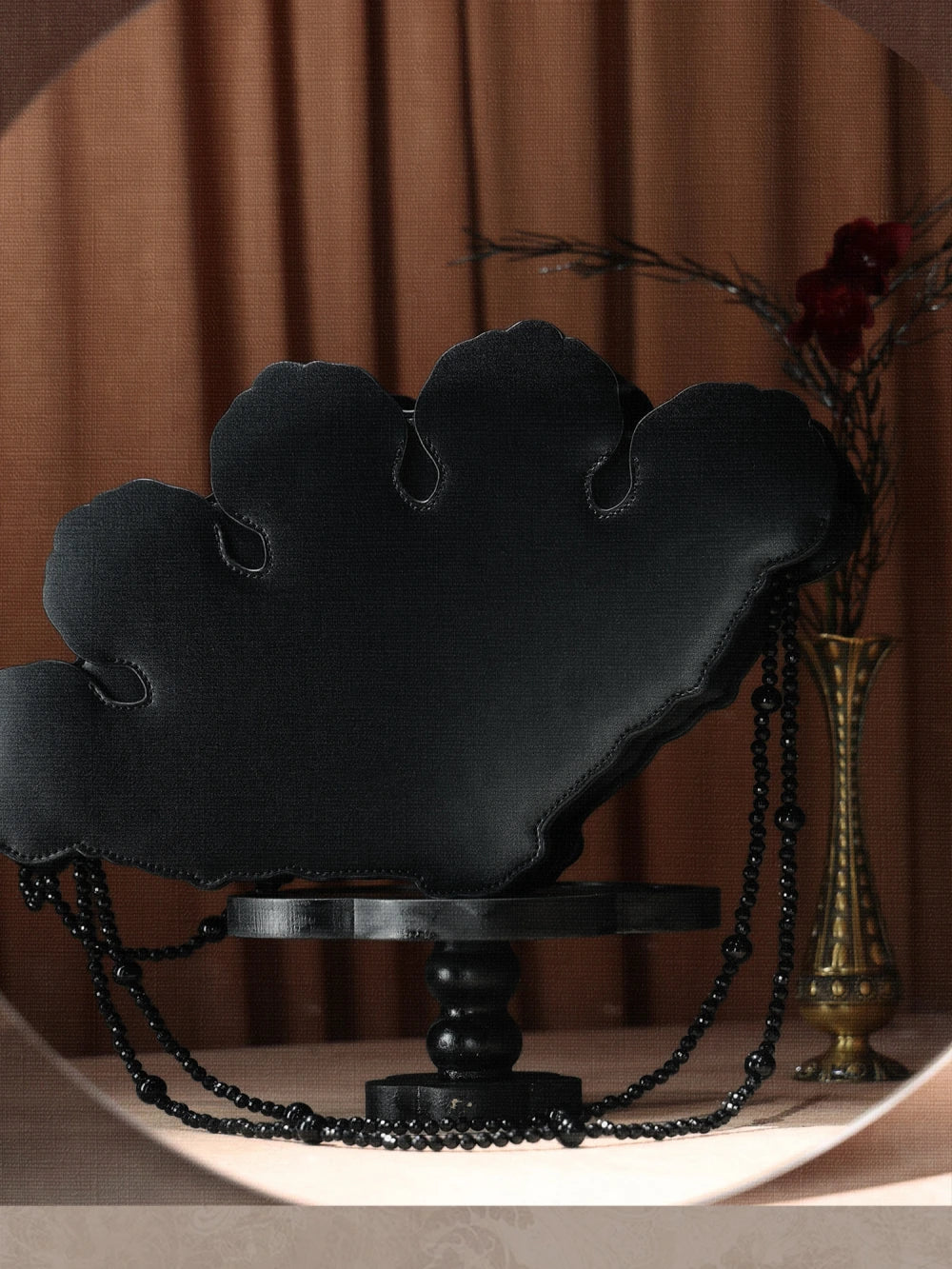Dark Prayer Iris Lolita Dark Gothic Embroidered Fan-shaped Crossbody Bag