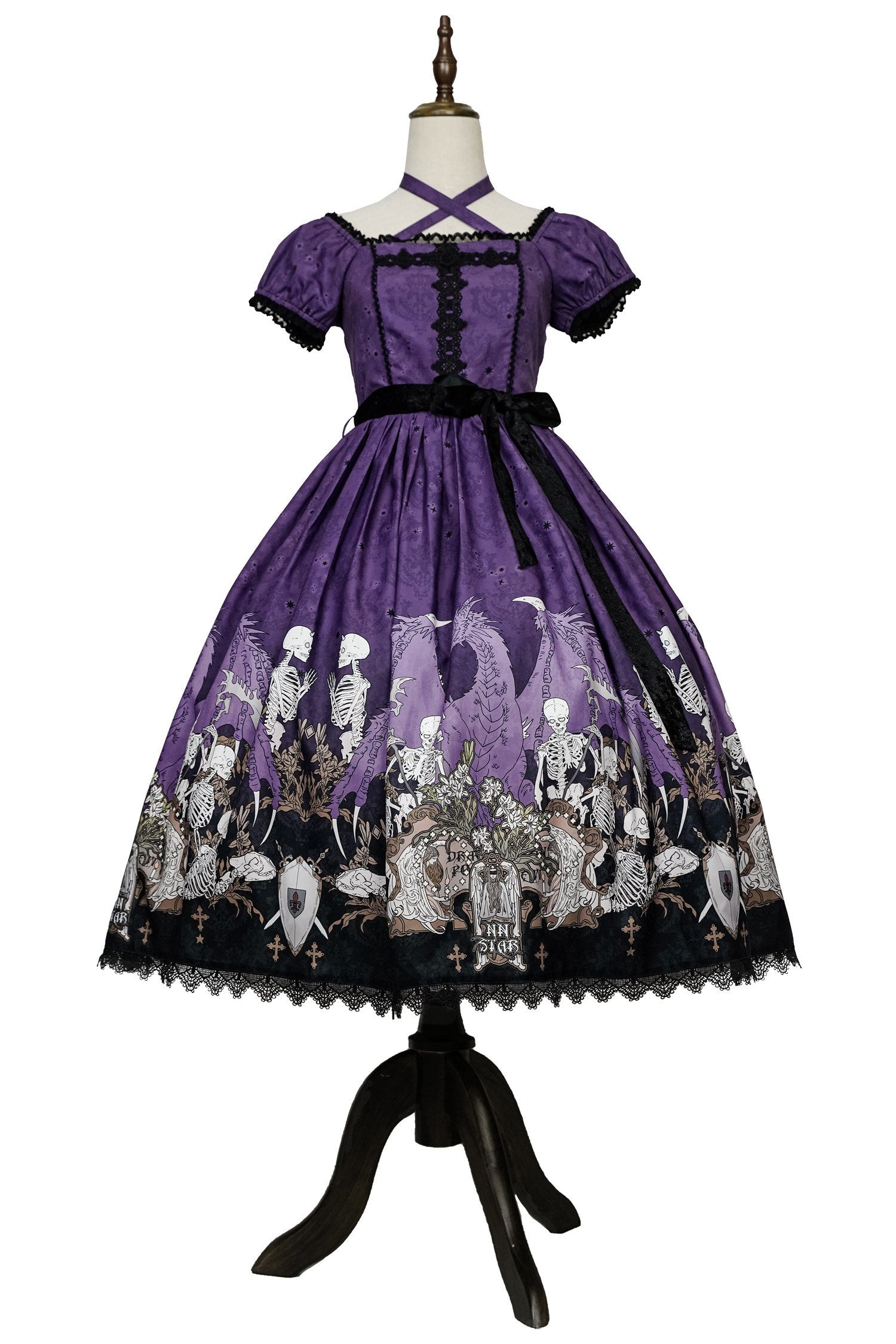 Dragon Bone Lily Lolita Gothic Purple OP Dress
