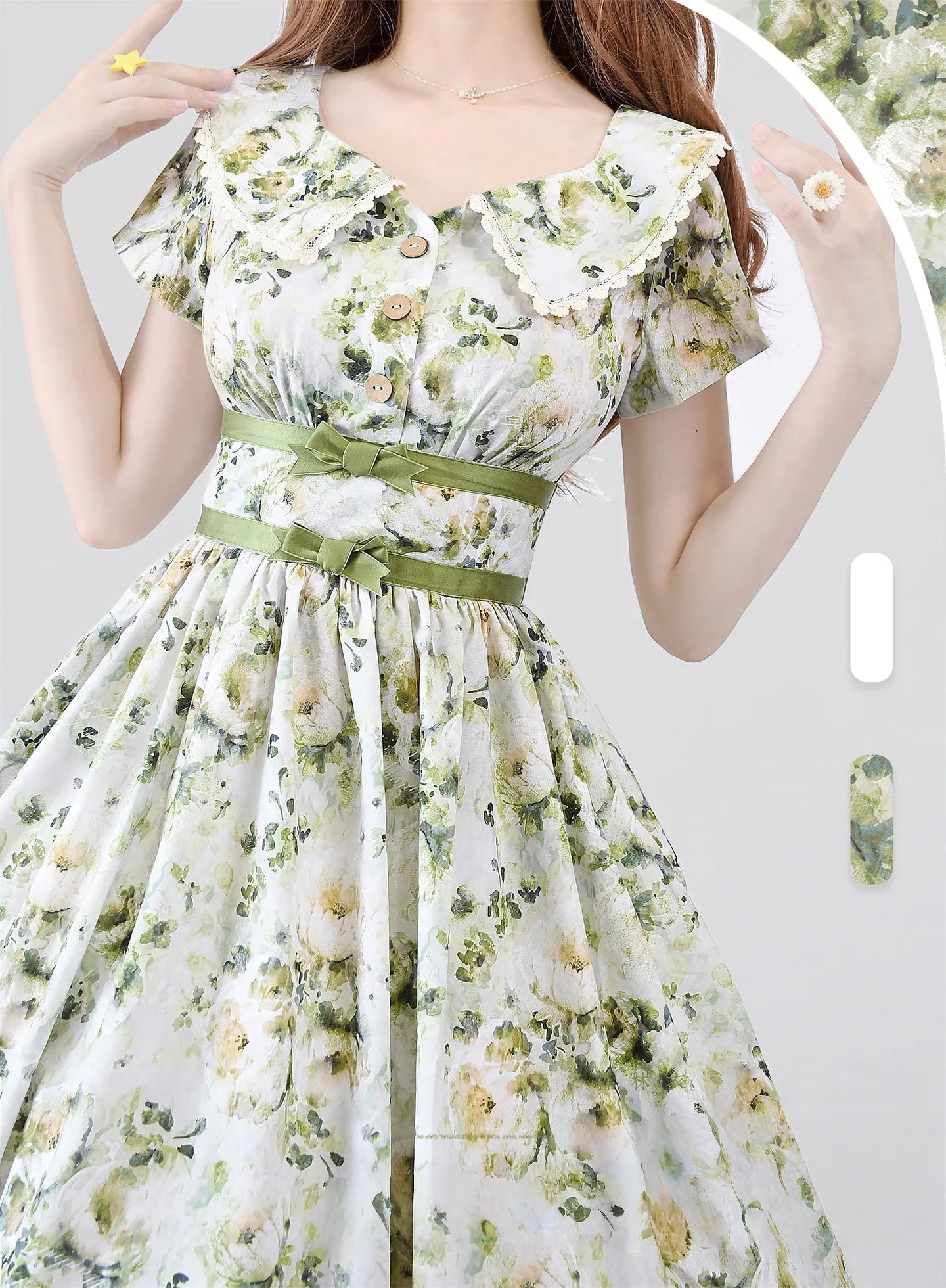 Forest Holiday Floral Print Vintage Elegant OP Dress