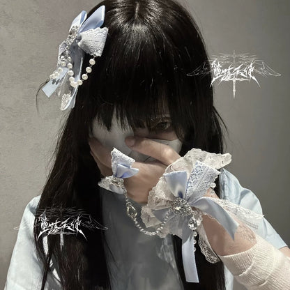 Y2K Harajuku Lace Hand Cuff & Slave Bracelet LE6005