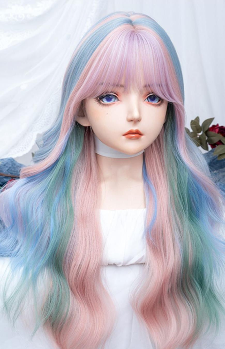 Long Curly Rainbow Mixed Color Wig LE7010