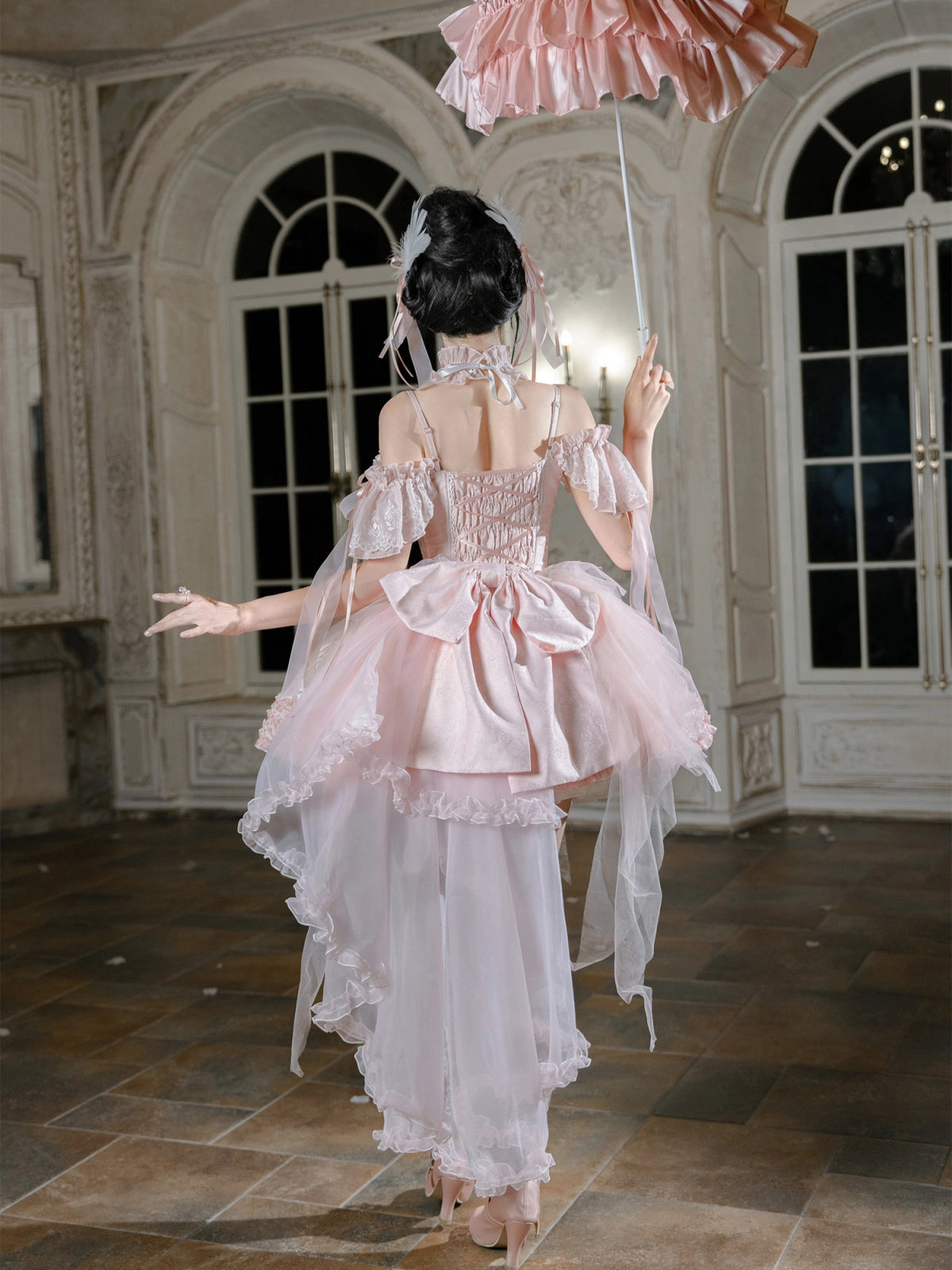 Swan Dance Lolita Sweet Ballet Pink & Black JSK Set