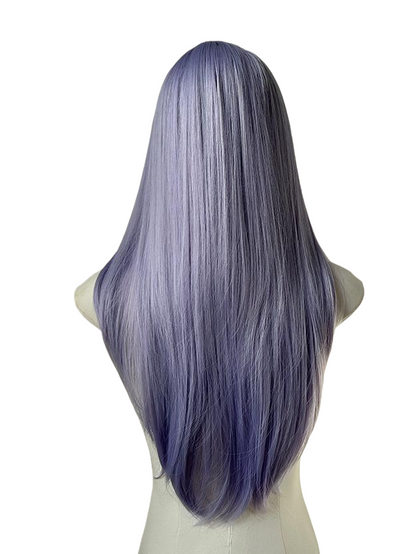 Ash Purple Ethereal Long Straight Wig with Bangs LE7017