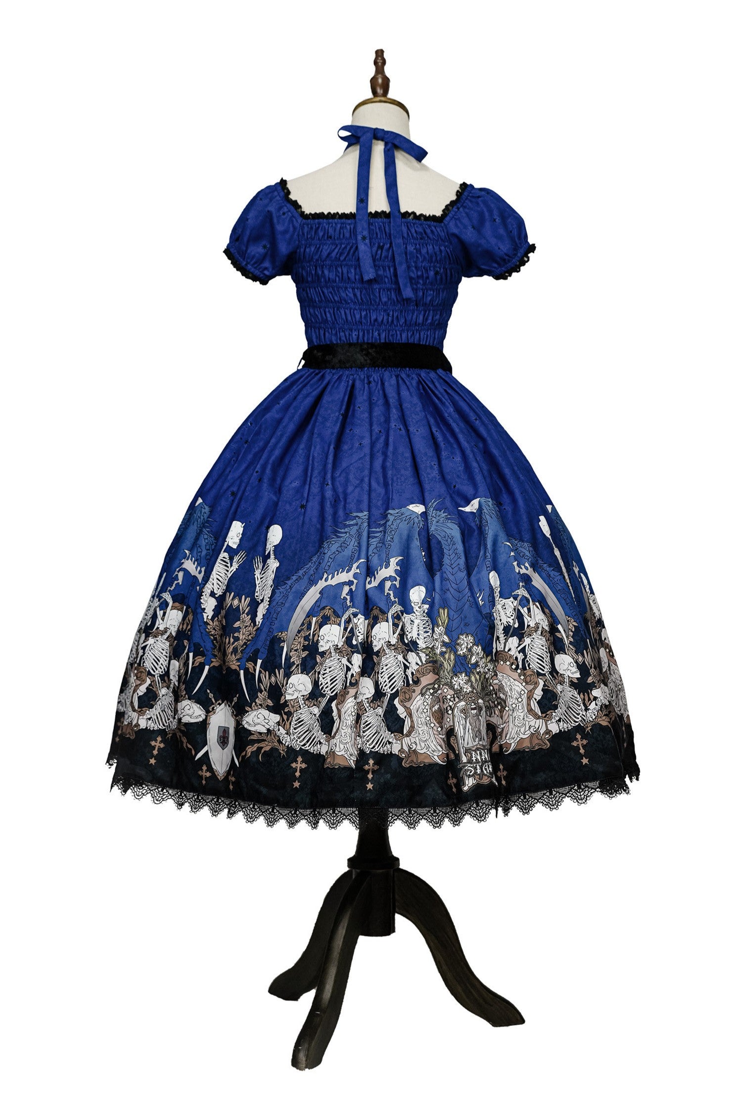 Dragon Bone Lily Lolita Gothic Blue OP Dress