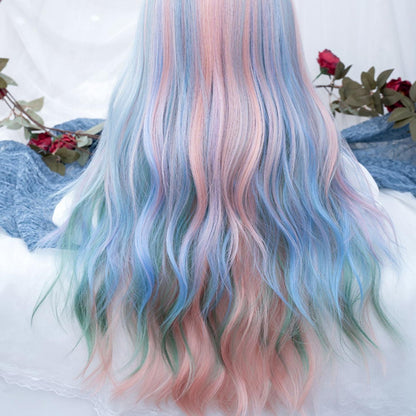 Long Curly Rainbow Mixed Color Wig LE7010