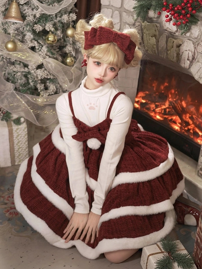 Christmas Carol Original Lolita Red Dress & Cape Set