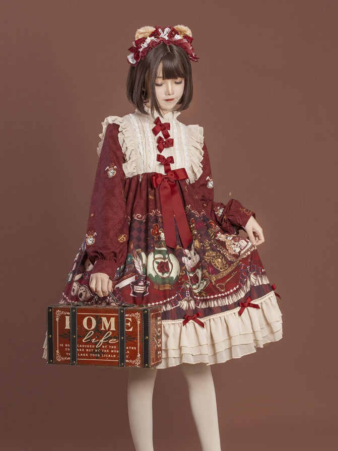 Crown Bear Lolita Original Cute Fairy Long OP Dress