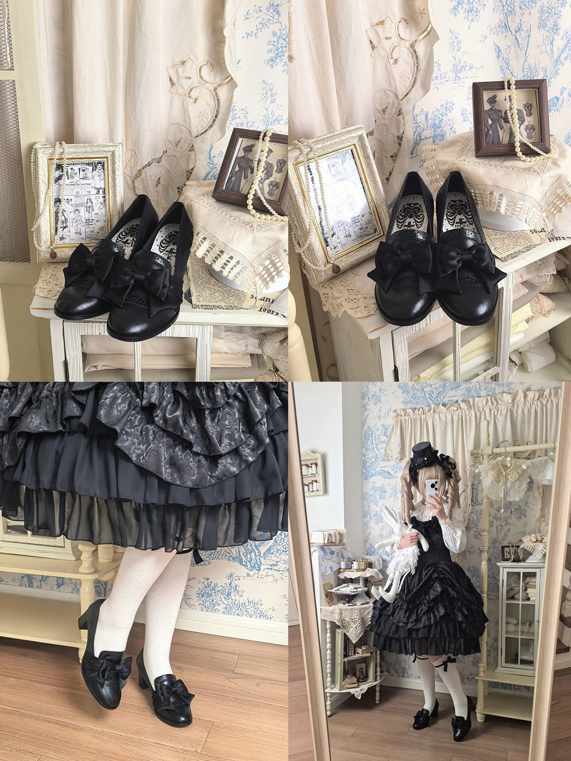 Old Notes Lolita Retro Brogue Carved Mid-Heel Shoes