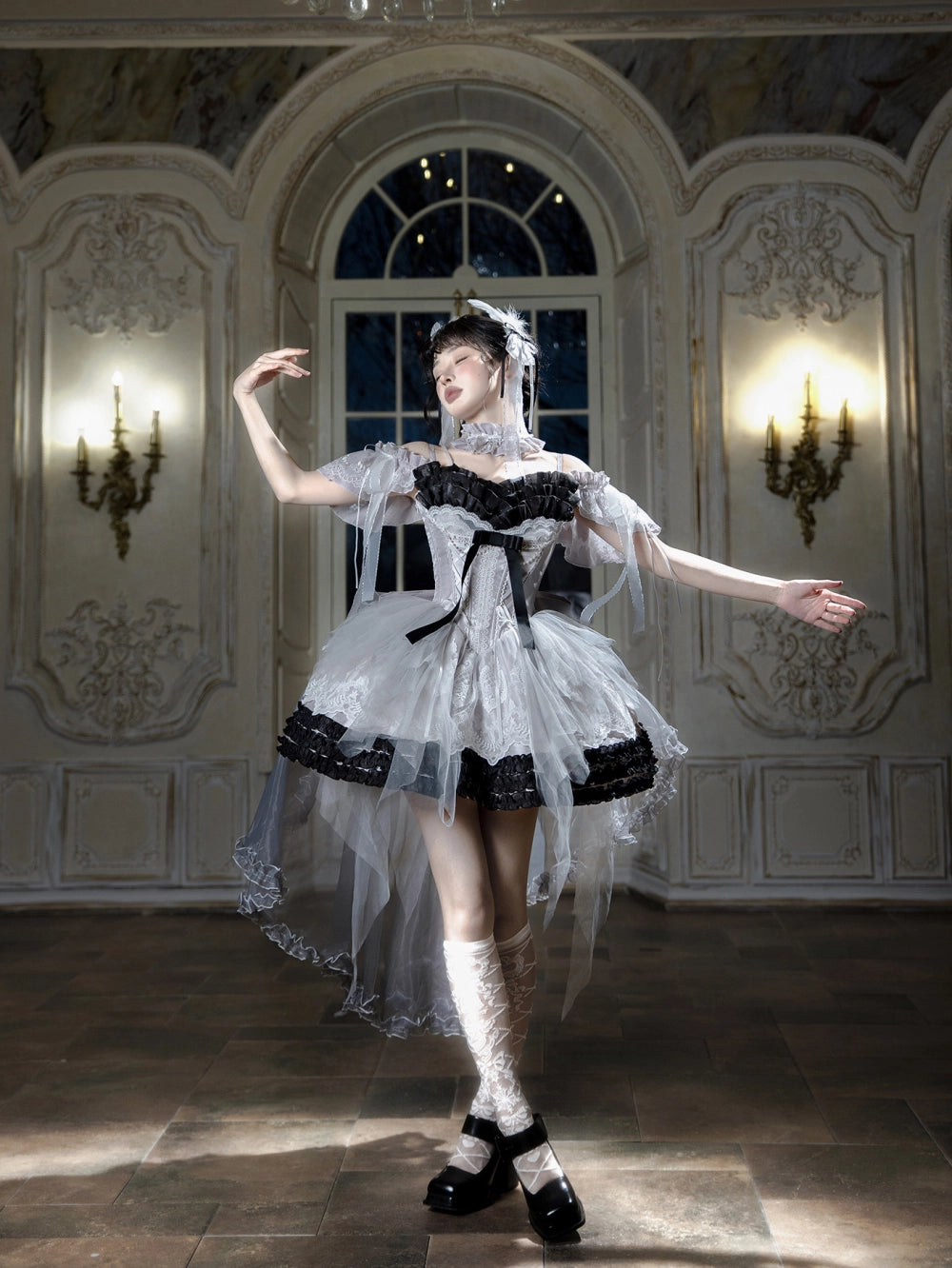 Swan Dance Lolita Sweet Ballet Pink & Black JSK Set