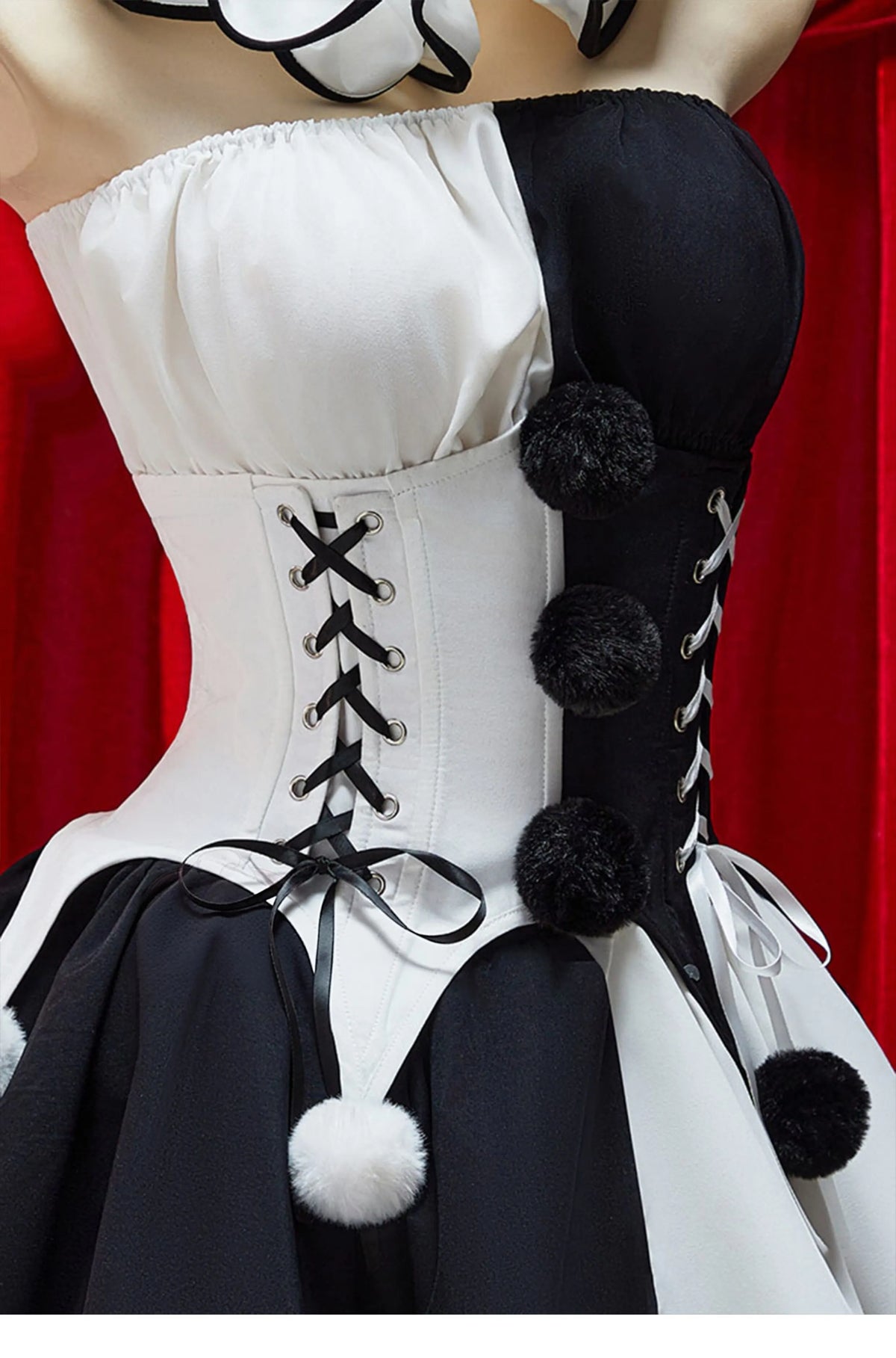 Terrifier Clown Gothic Black White Spliced Halloween Cosplay Costume
