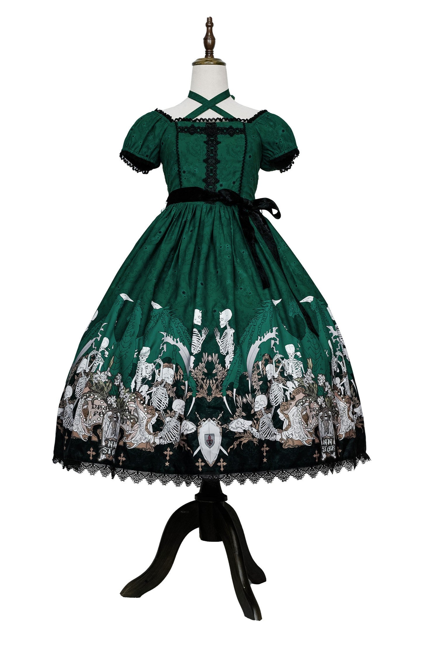 Dragon Bone Lily Lolita Gothic Green OP Dress
