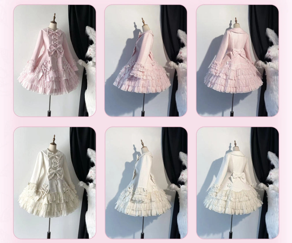 Pearl Petal Lolita Original Autumn & Winter Pink Outer Coat