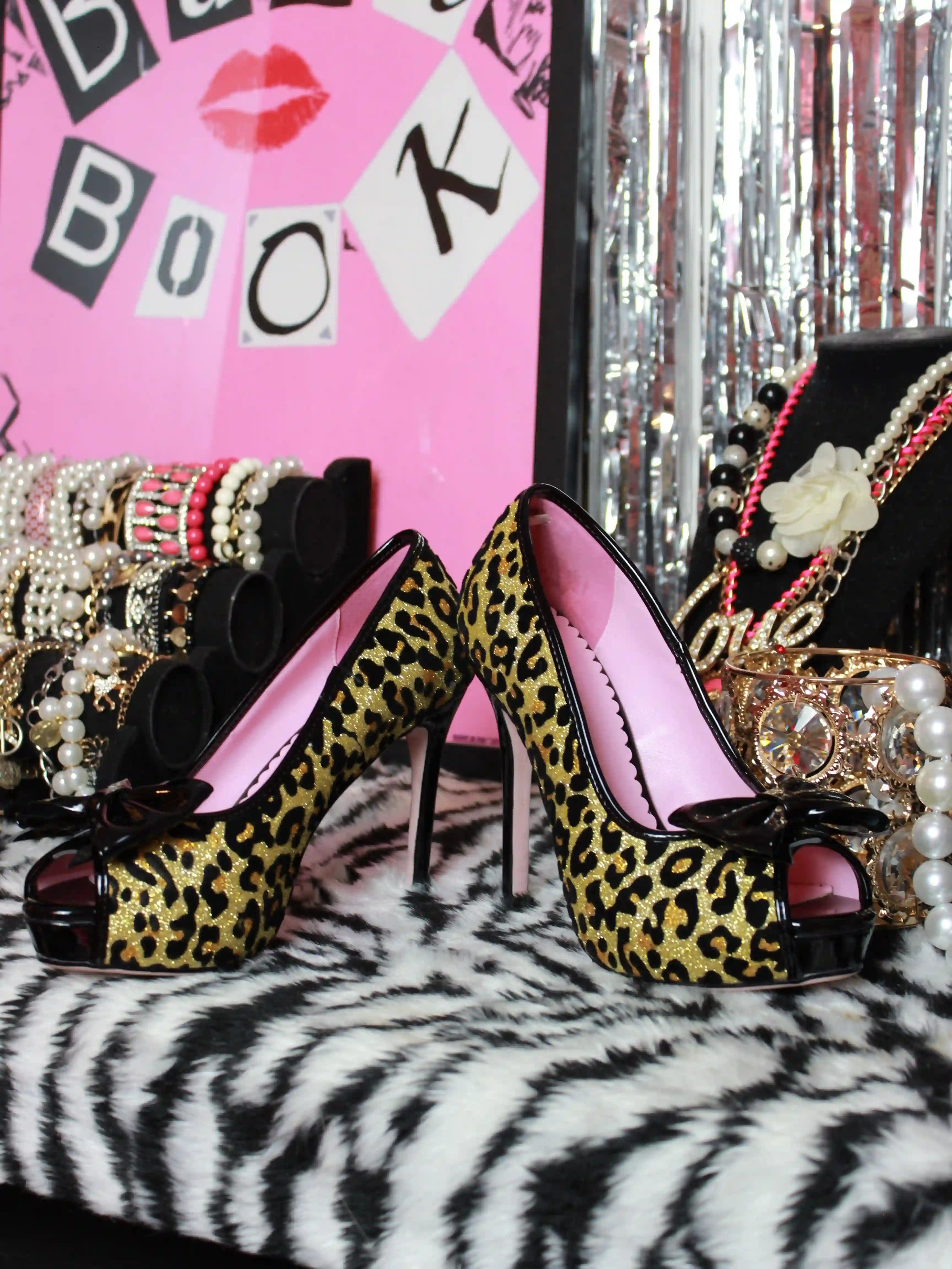 Leopard Print Peep Toe Platform High Heels Shibuya Gal Hime Style