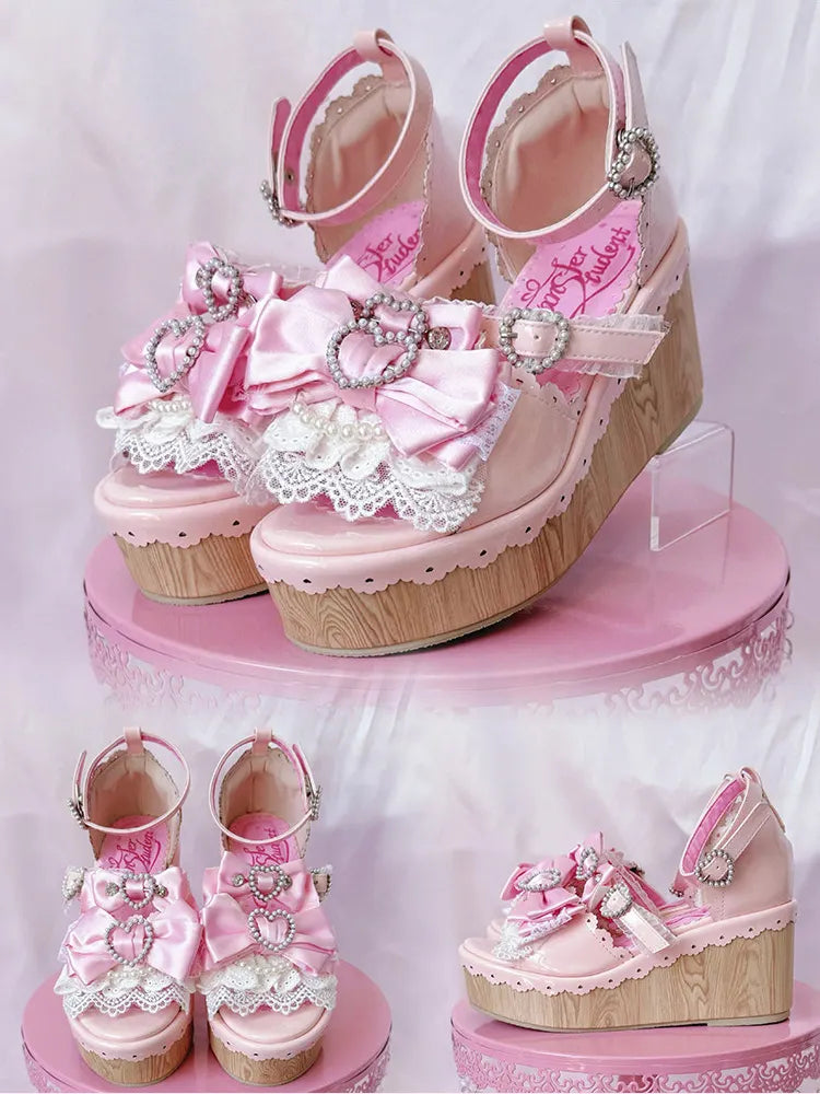 Showa Summer Dream Japanese Wedge Lolita Shoes