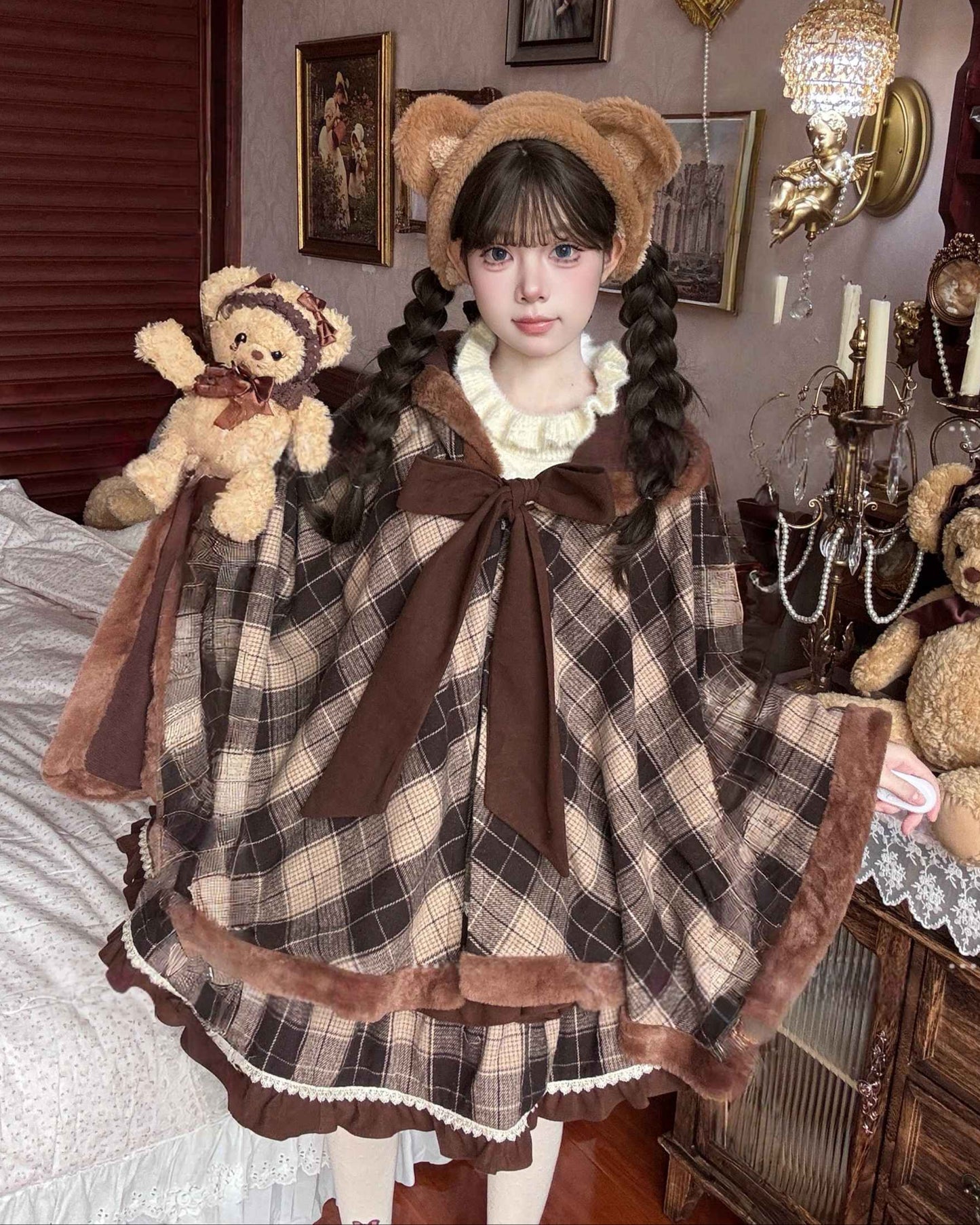 Lolita Plaid Cape Coat LE1007