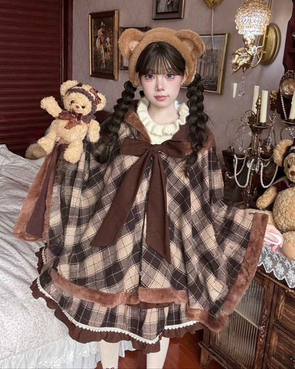 Lolita Plaid Cape Coat LE1007