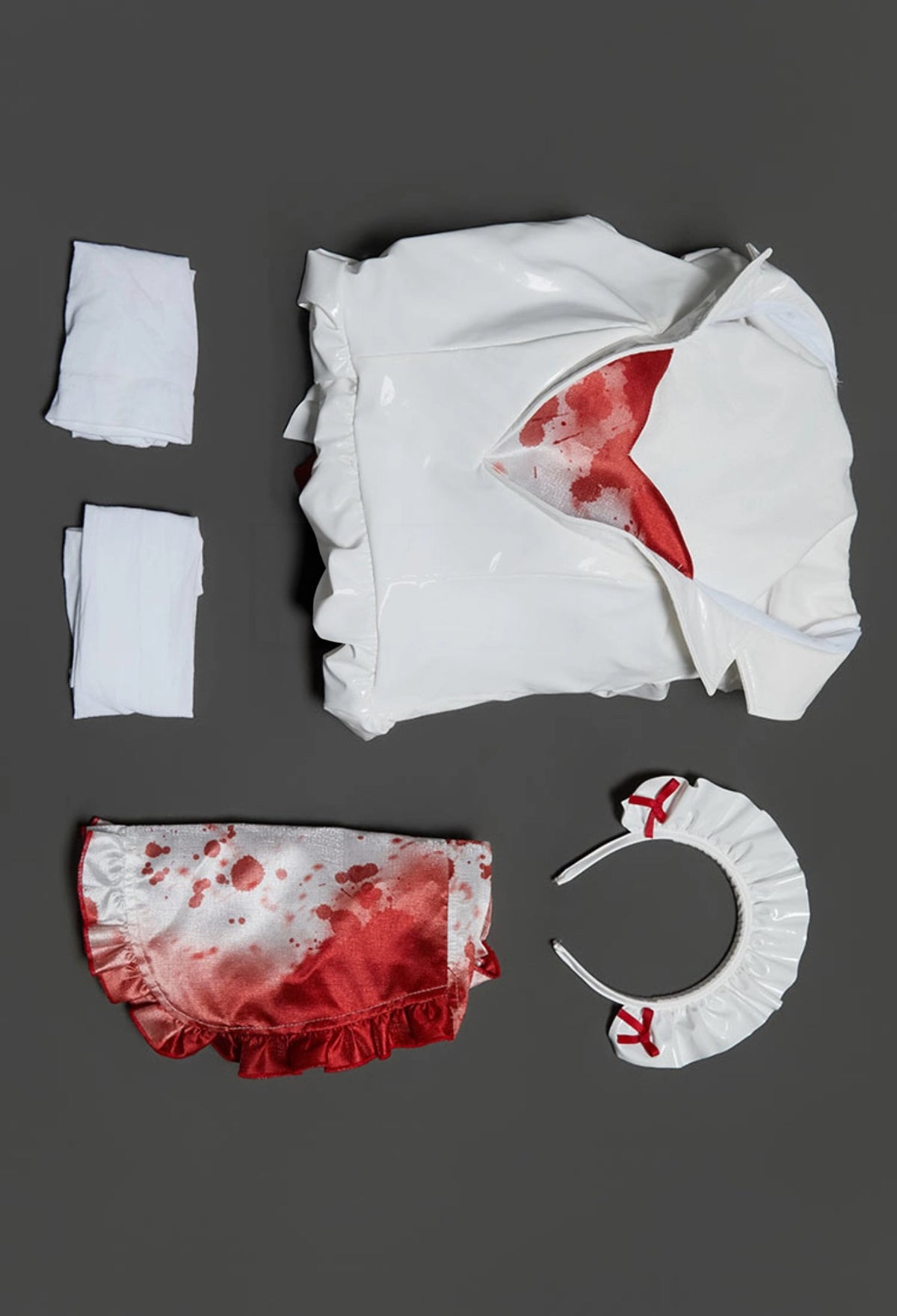 Bloody Nurse Series White PU Leather Nurse Cosplay Costume