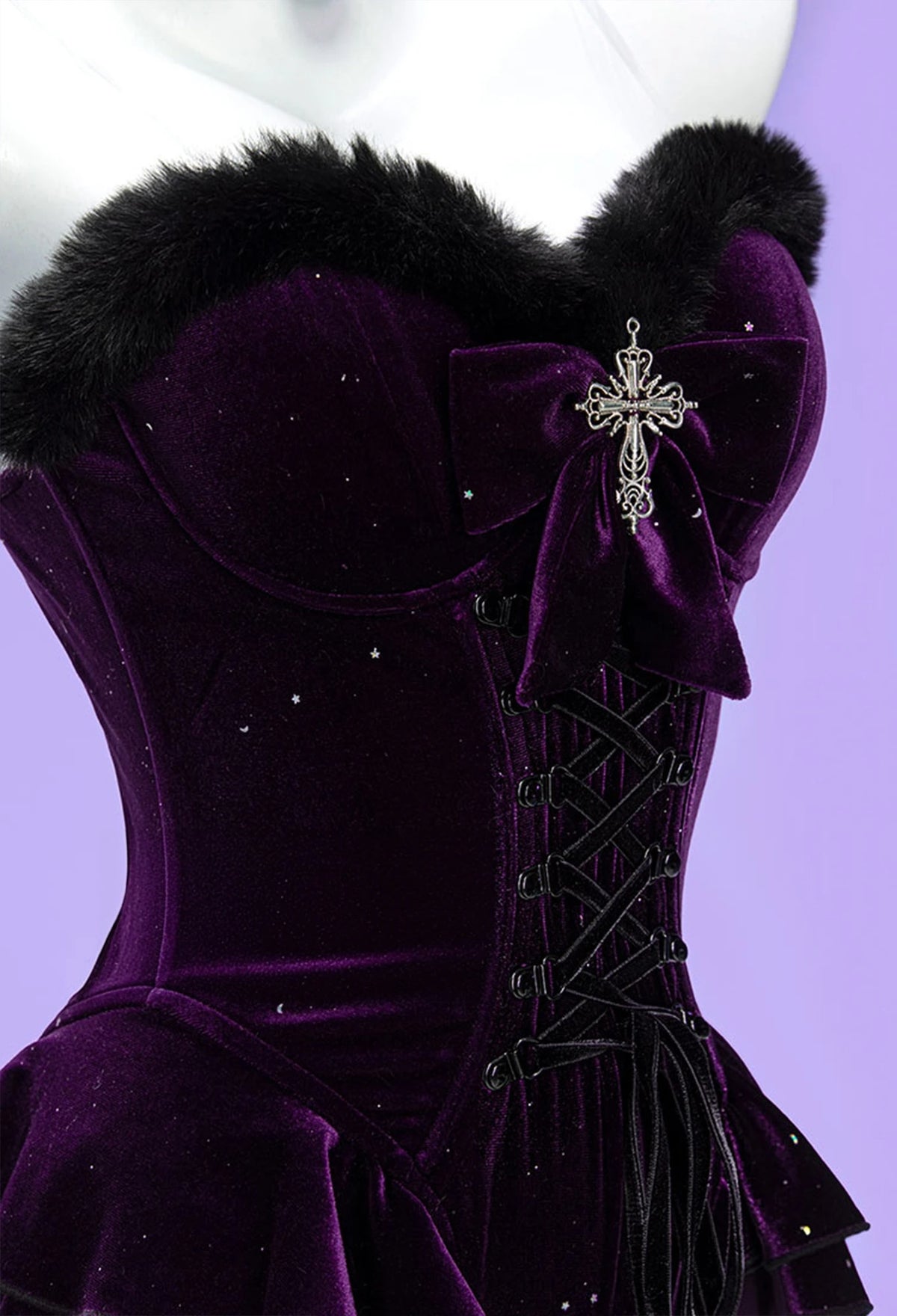 Witch Banquet Series Black Purple Velvet Cape Cosplay Costume