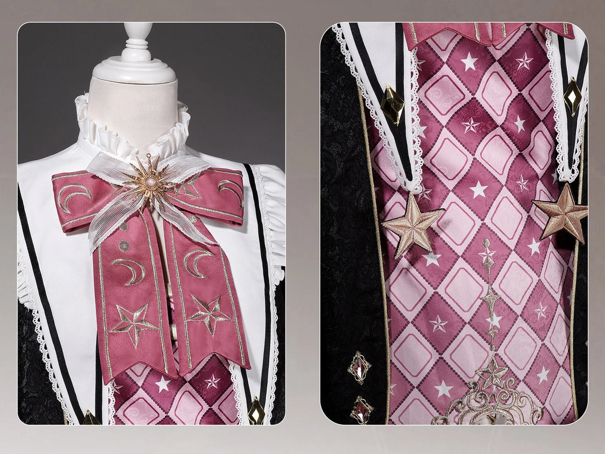 Star Magician Pink Plaid Magic Academy Lolita Coat Dress Set