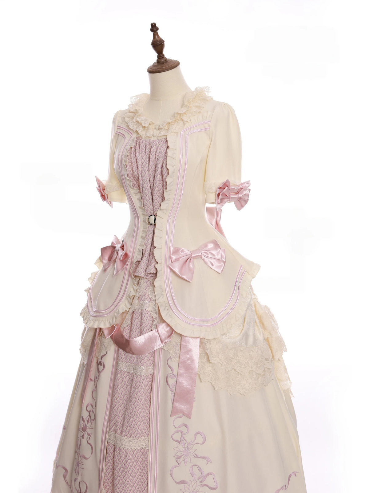 Banquet in Paris Lolita Classic Elegant Embroidered Vintage Pink Bustle SK Set