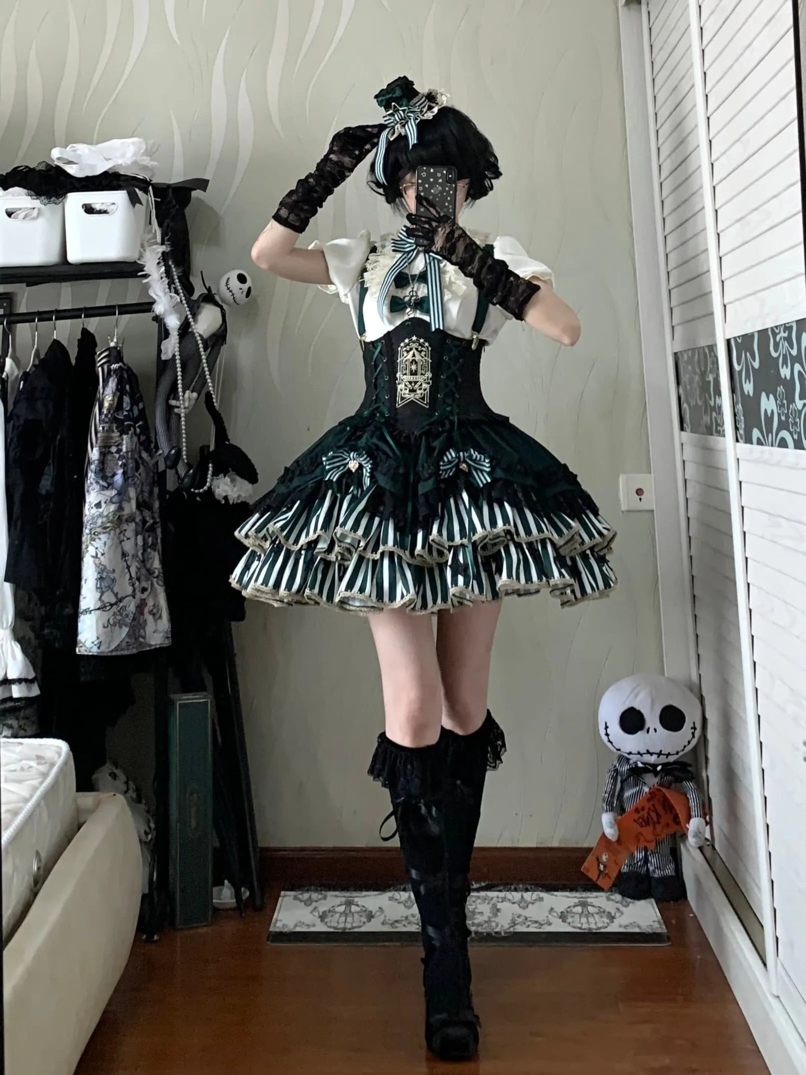 Star Track Academy Stripe Corset Gothic Lolita SK Dress Set