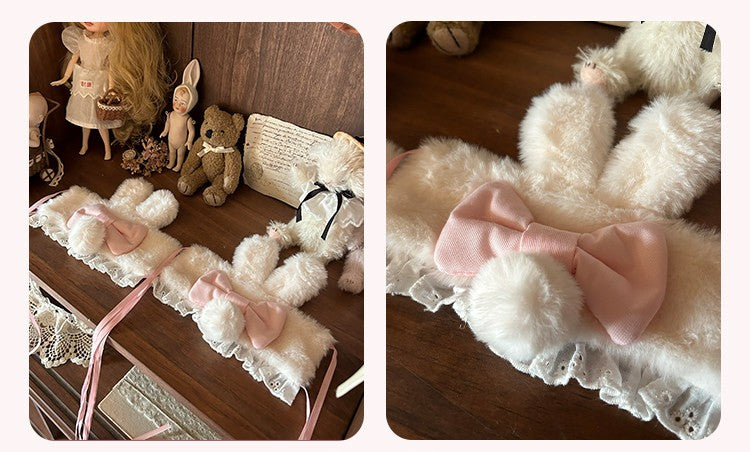Bunny Ball 1.0 Lolita Winter Doll Style Plush Pink Cape JSK Set