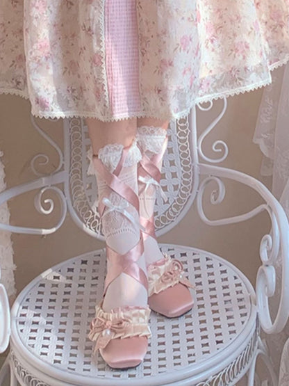 Lolita Sweet French Style Block Heel Mule Shoes