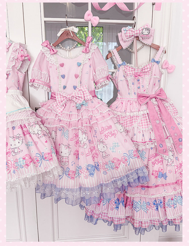 Hello Kitty Bow Theme Collaboration Series Lolita JSK & OP Set