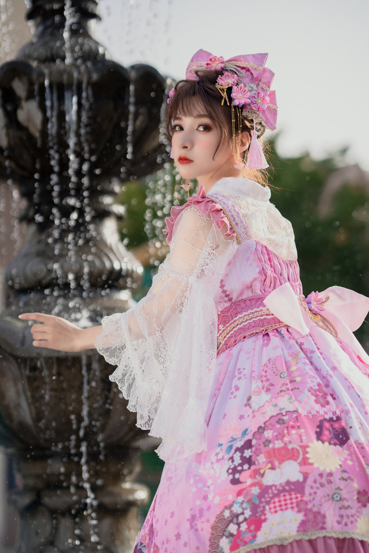 Sakura Cat Isle Lolita Empire Waist Wa-Style JSK Full Set