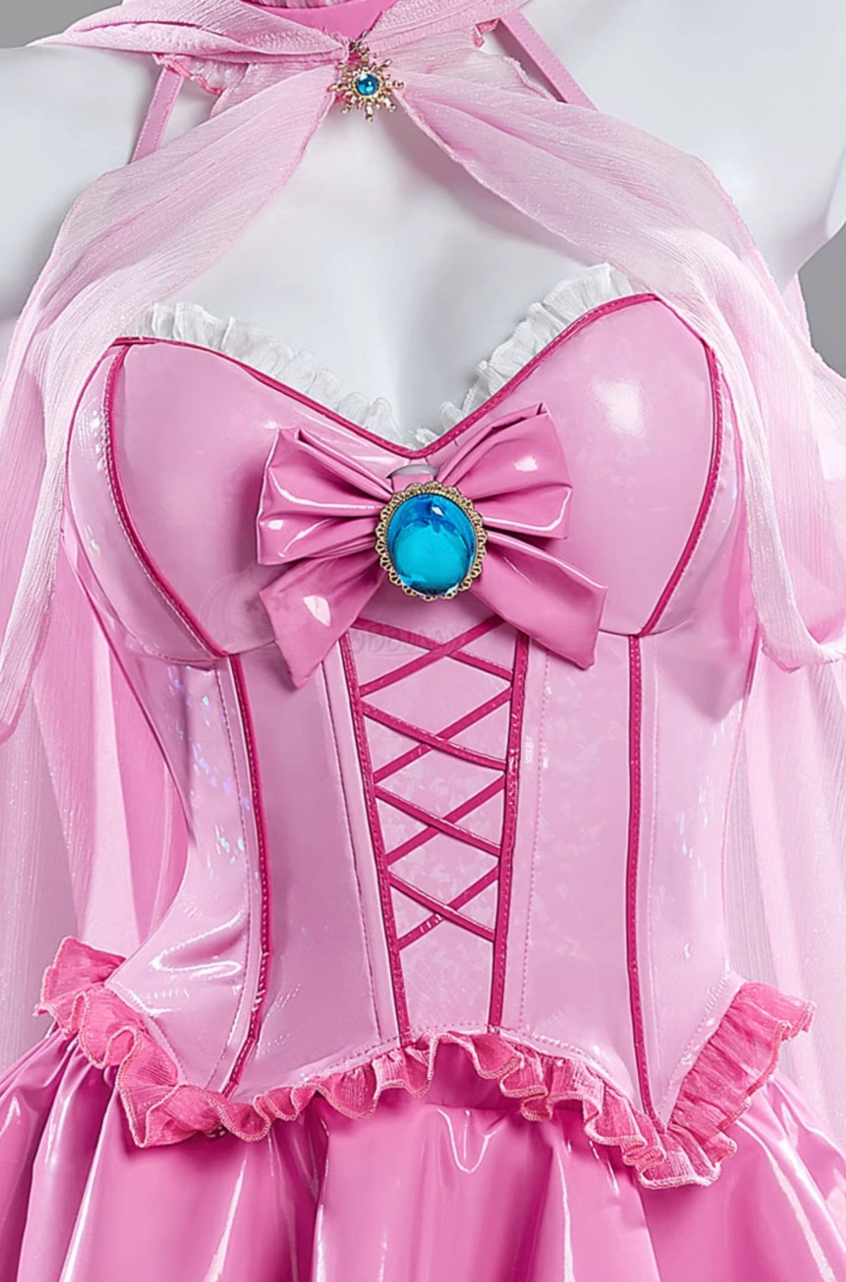 Princess Peach Fanart Idol Style PU Leather Cosplay Skirt