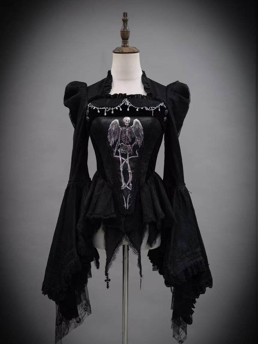 Rose Church Lolita Gothic Irregular Top & SK with Witch Hat Set