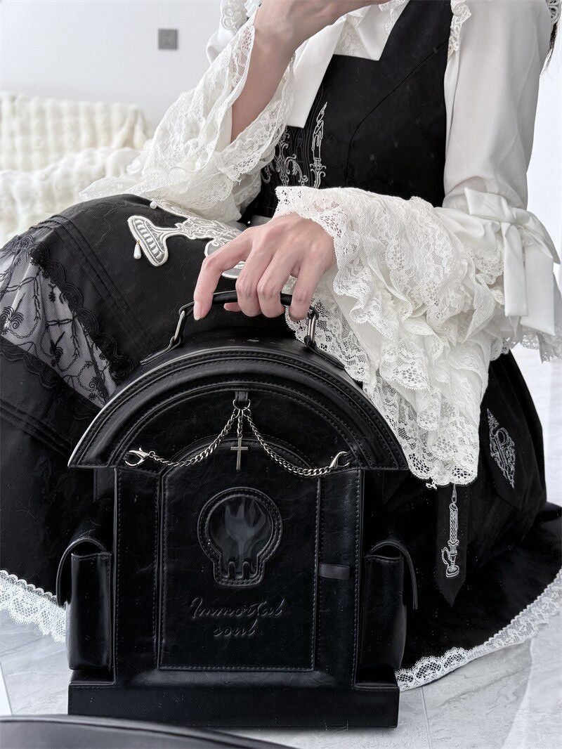 Gothic Lolita Skull Tombstone Shaped Doll Bag