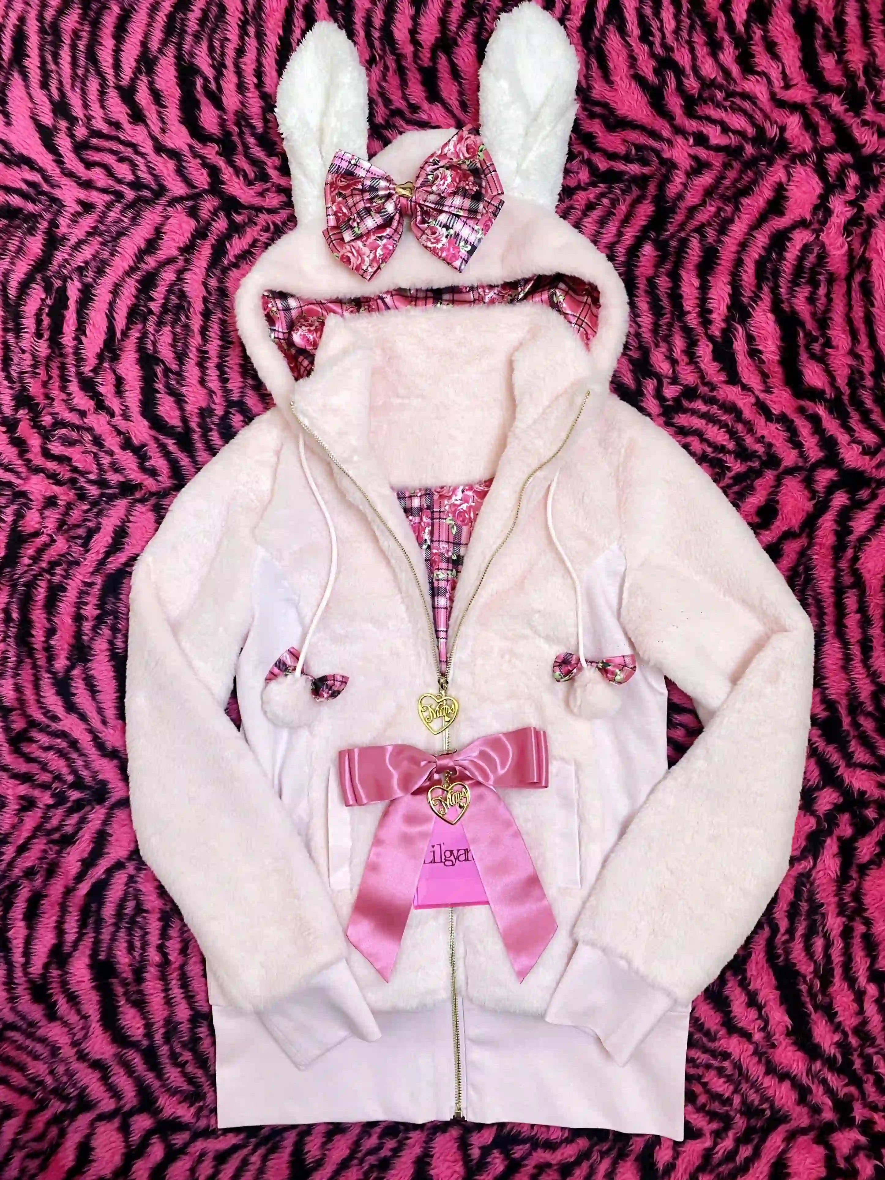 Japanese Bunny Ear Plush Jacket Hime Gal Shibuya Gyaru Style