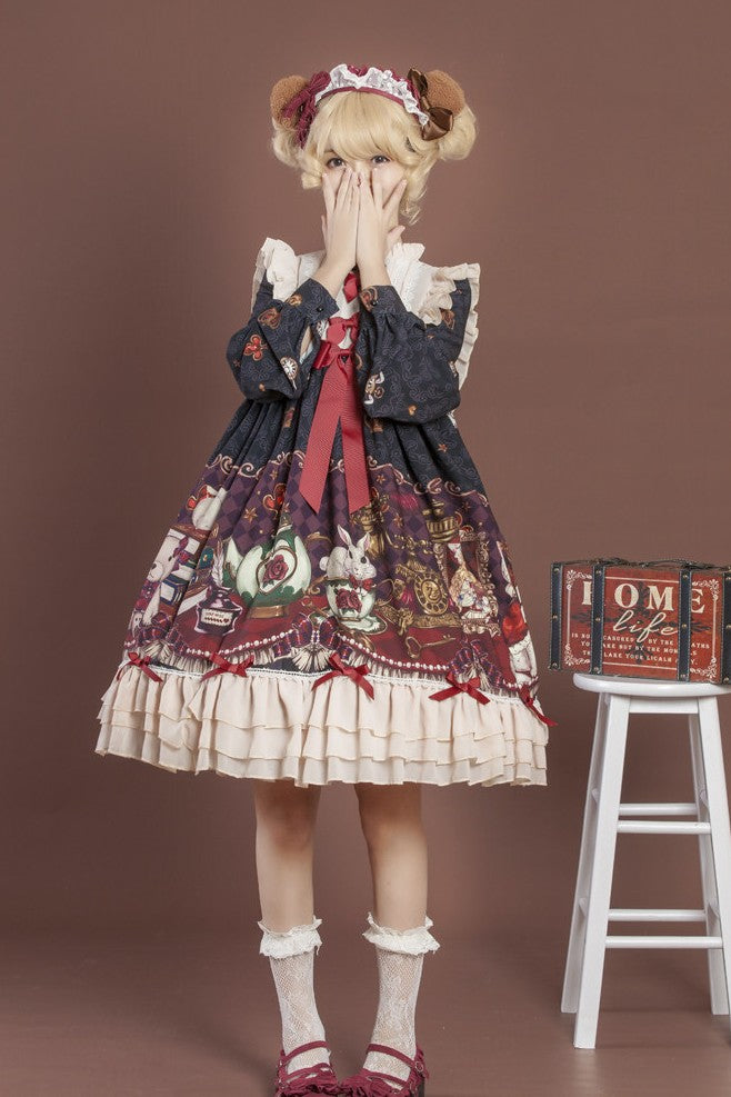 Crown Bear Lolita Original Cute Fairy Long OP Dress