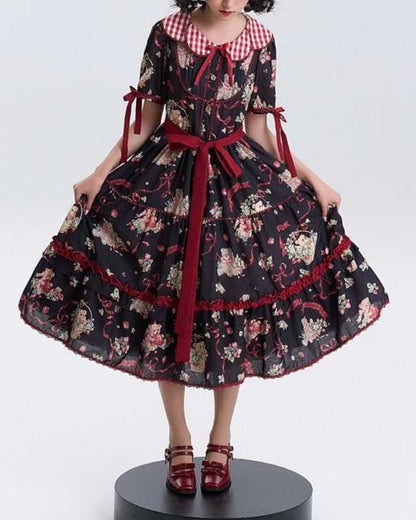 Lolita Sweet Strawberry Bear Cookie OP Dress LS1021