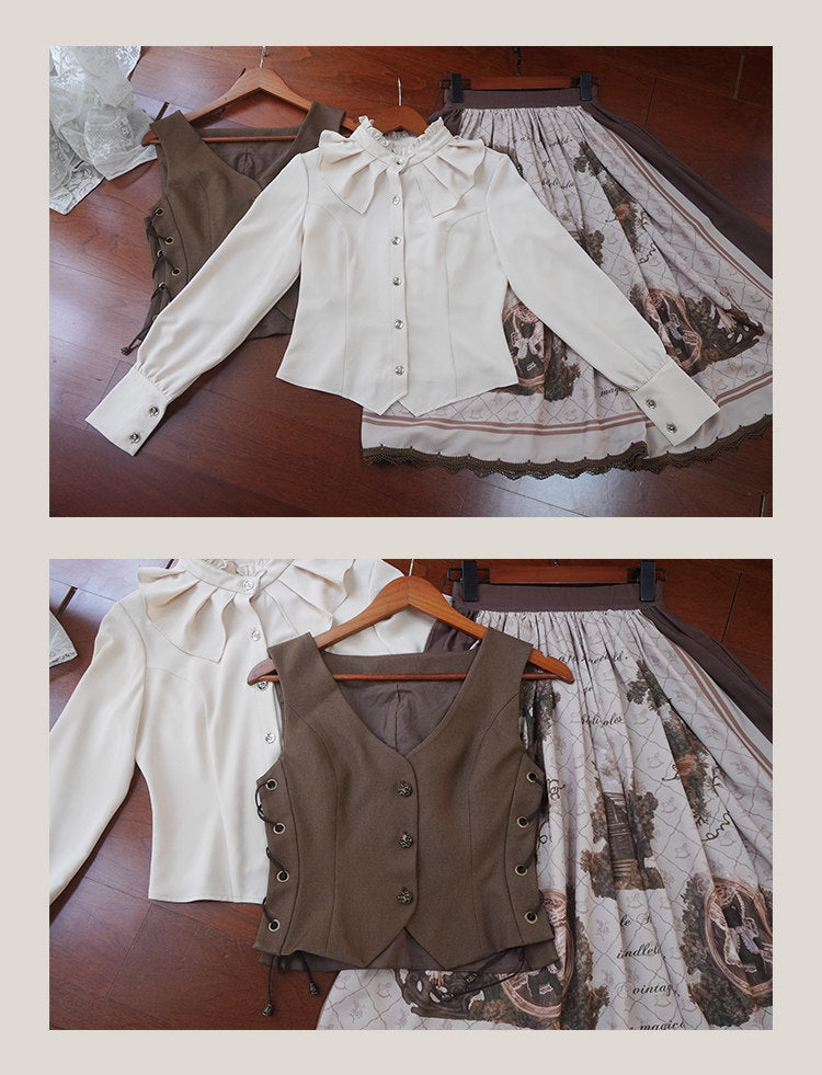 Treehouse Secret Realm Lolita Classic Style Blouse, Waistcoat & Half Skirt Set