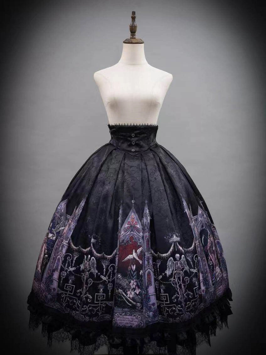 Rose Church Lolita Gothic Irregular Top & SK with Witch Hat Set