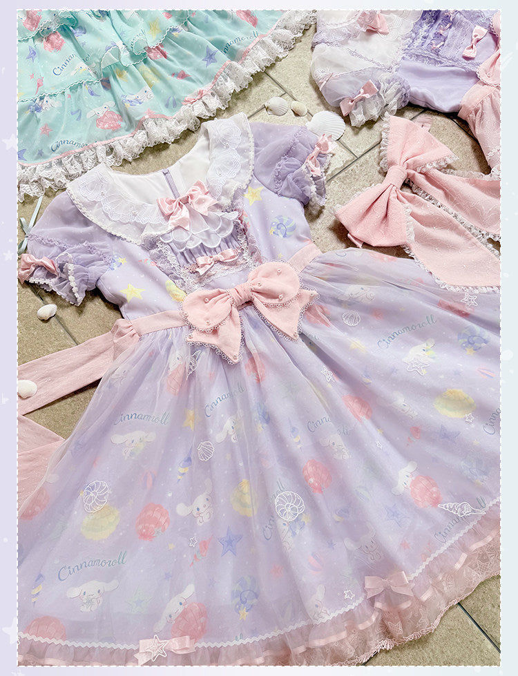Cinnamoroll Ocean Theme Collaboration Series Lolita Purple JSK & OP Set