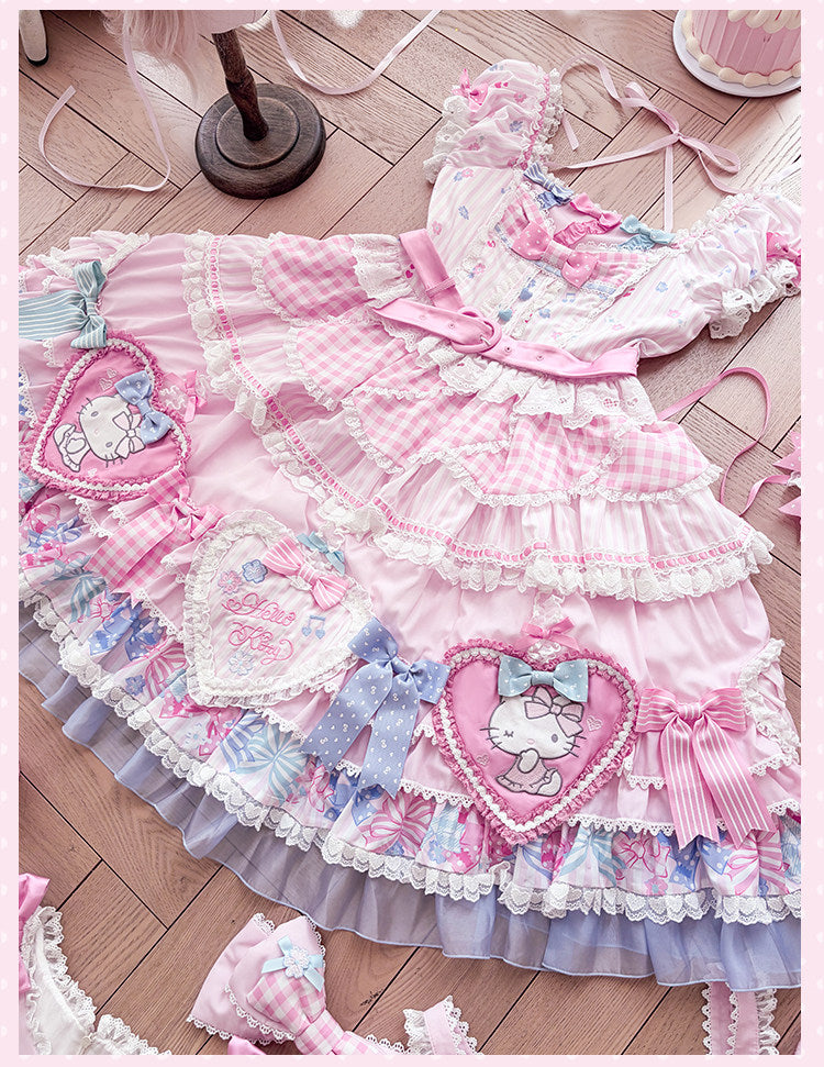 Hello Kitty Bow Theme Collaboration Series Lolita JSK & OP Set