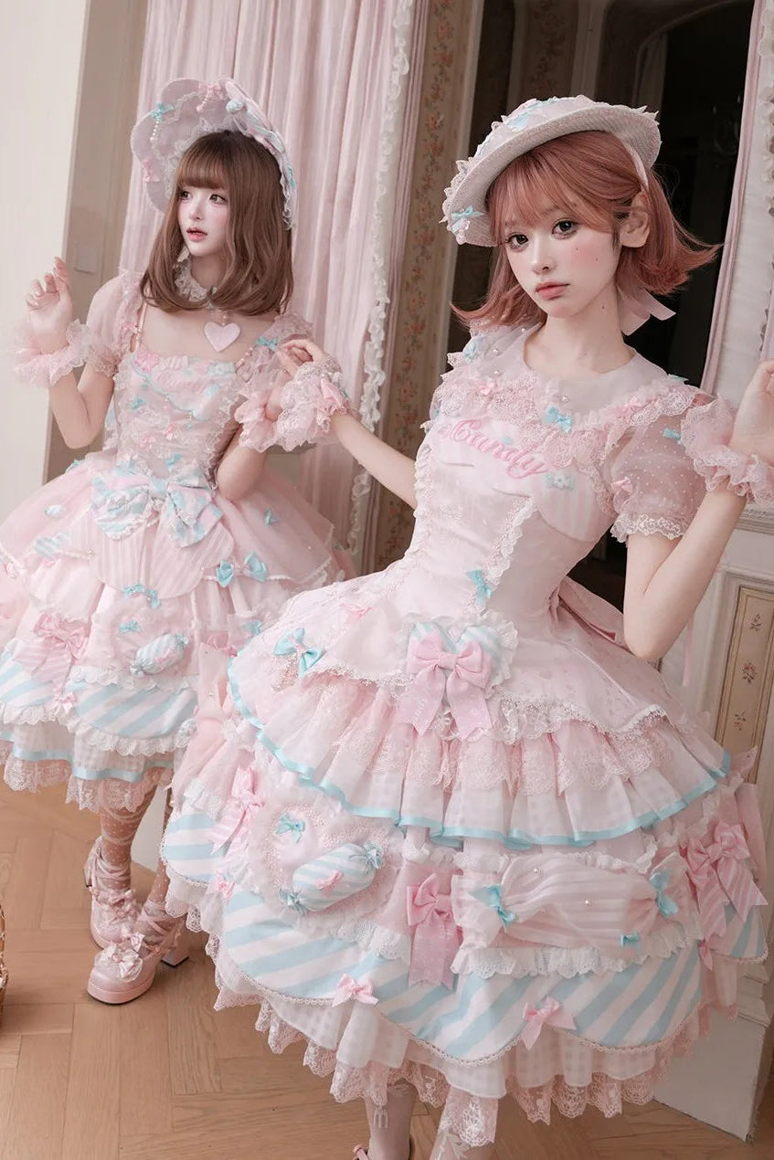 Candy Room Sweet Cake Lolita JSK — Pink Blue Pastel